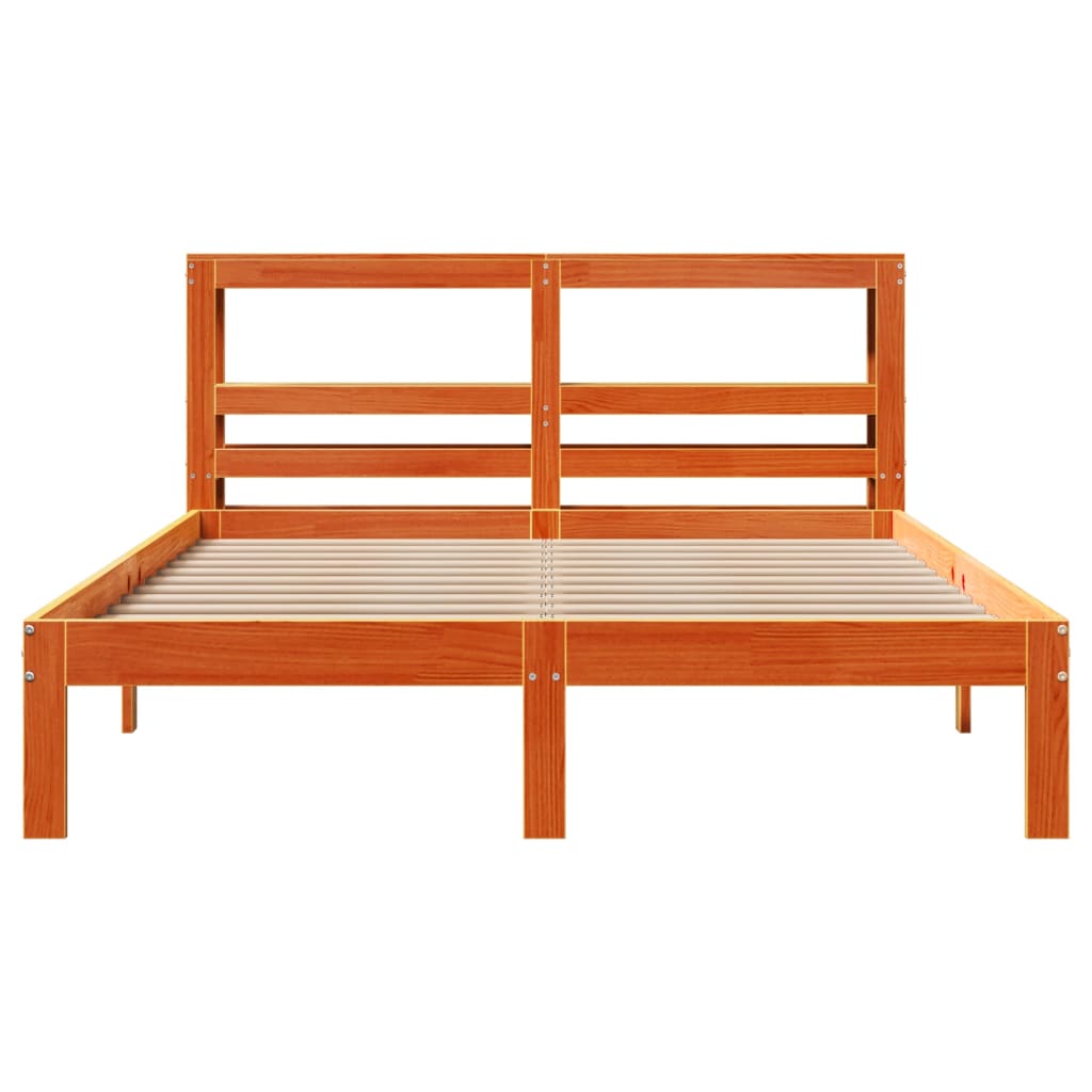 vidaXL Cadru de pat fără saltea, maro ceruit 140x200 cm lemn masiv pin vidaXL Cadru de pat fără saltea, maro ceruit 140x200 cm lemn masiv pin