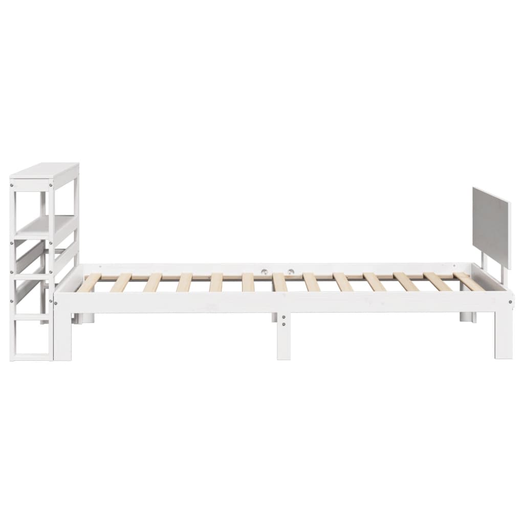 vidaXL Cadru de pat cu tăblie, alb, 75x190 cm, lemn masiv de pin vidaXL Cadru de pat cu tăblie, alb, 75x190 cm, lemn masiv de pin