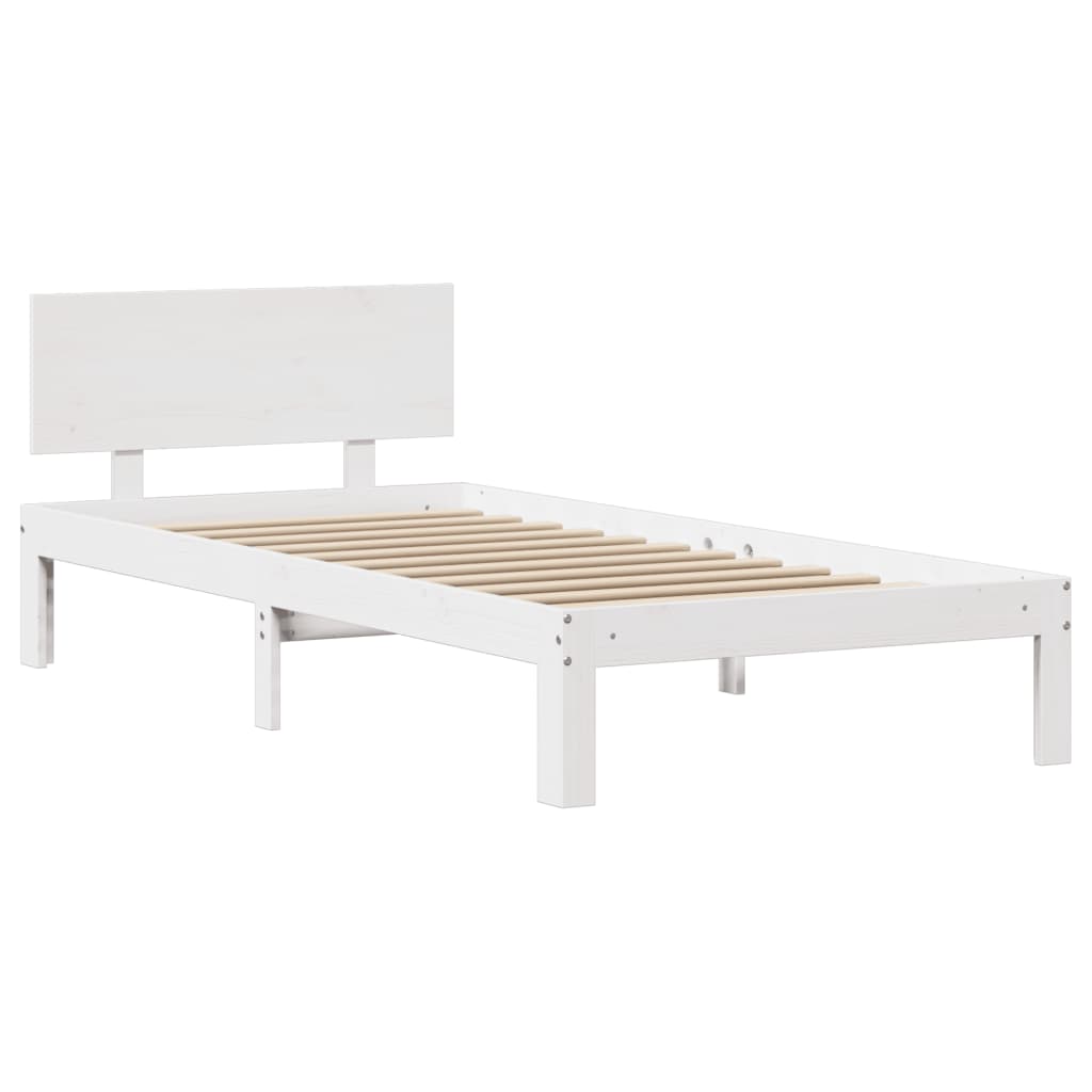 vidaXL Cadru de pat cu tăblie fără saltea, alb, 90x200 cm vidaXL Cadru de pat cu tăblie fără saltea, alb, 90x200 cm
