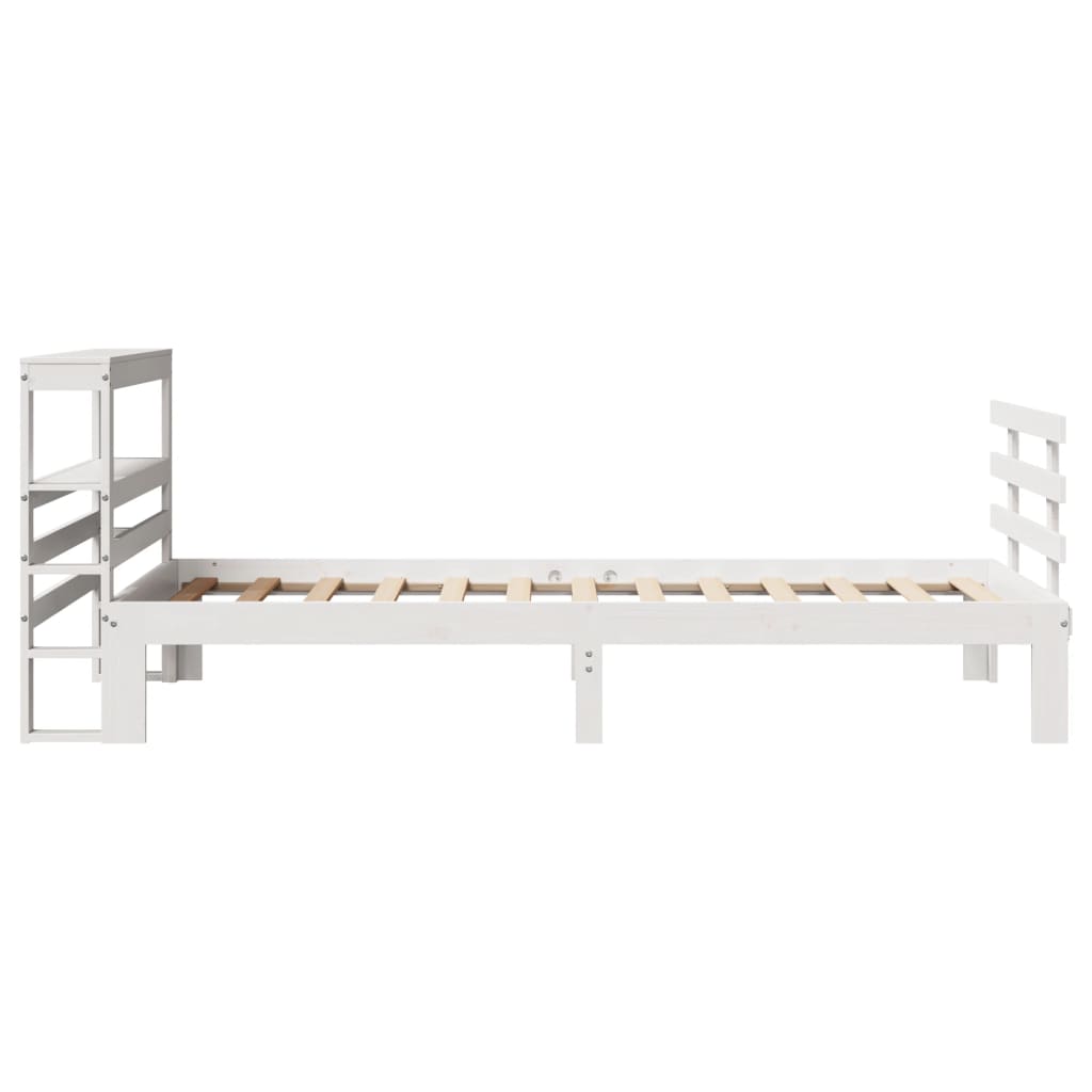 vidaXL Cadru de pat cu tăblie, alb, 75x190 cm, lemn masiv de pin vidaXL Cadru de pat cu tăblie, alb, 75x190 cm, lemn masiv de pin