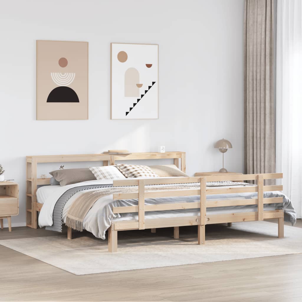 vidaXL Cadru de pat cu tăblie, 180x200 cm, lemn masiv de pin vidaXL Cadru de pat cu tăblie, 180x200 cm, lemn masiv de pin