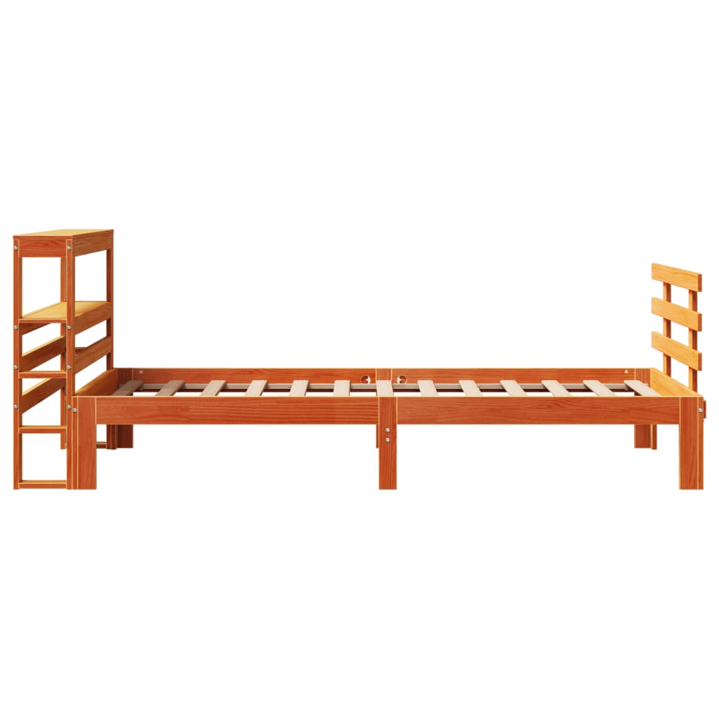vidaXL Cadru de pat cu tăblie, maro ceruit, 90x200 cm, lemn masiv pin vidaXL Cadru de pat cu tăblie, maro ceruit, 90x200 cm, lemn masiv pin