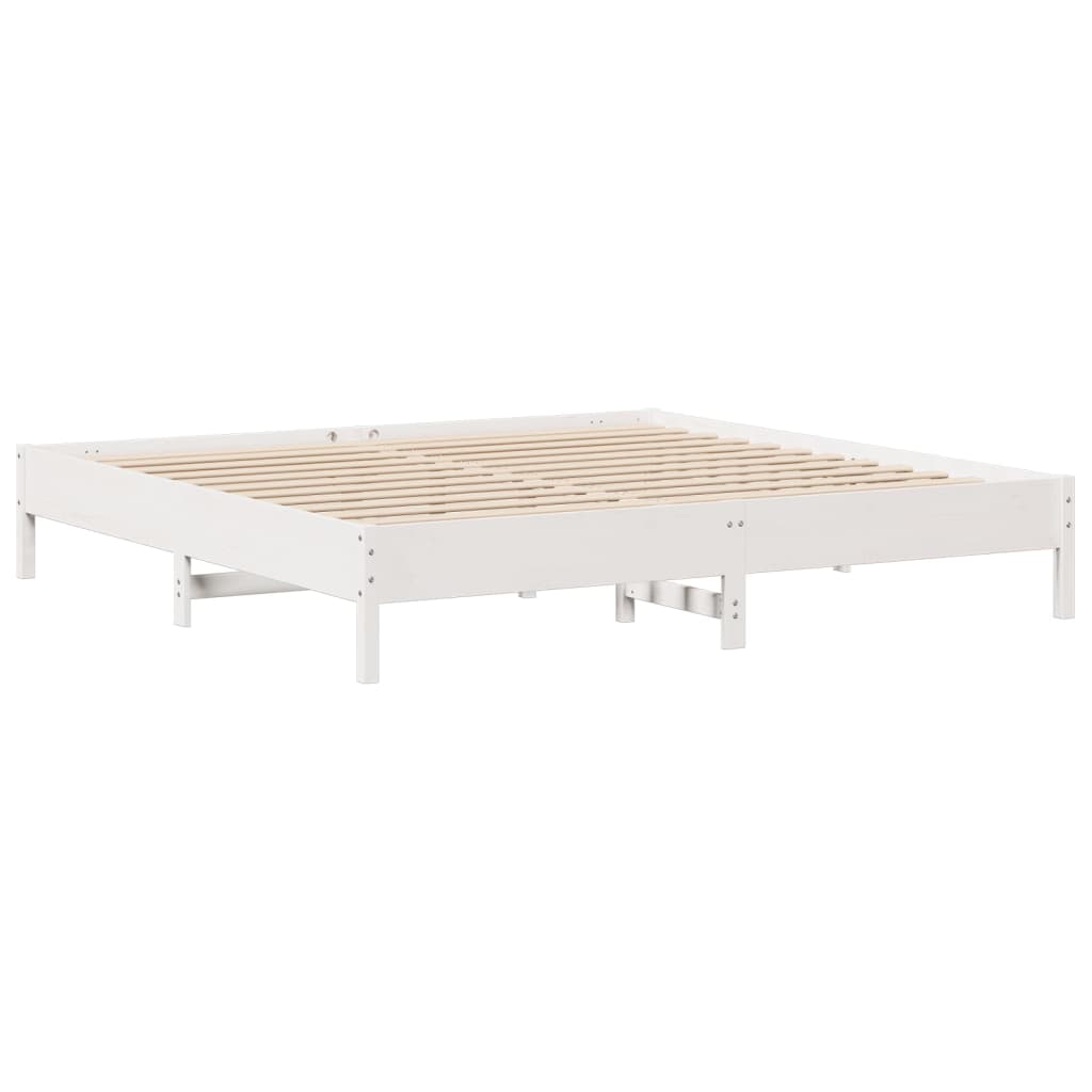 vidaXL Cadru de pat fără saltea, alb, 200x200 cm, lemn masiv pin