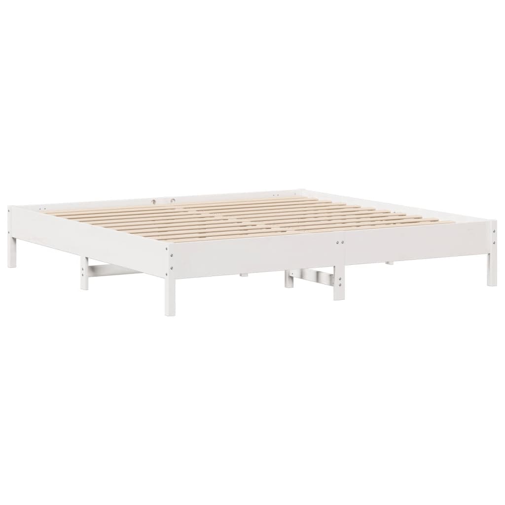 vidaXL Cadru de pat fără saltea, alb, 180x200 cm, lemn masiv pin