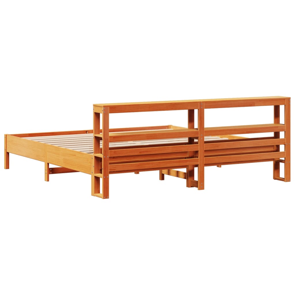 vidaXL Cadru de pat fără saltea, maro ceruit 180x200 cm lemn masiv pin vidaXL Cadru de pat fără saltea, maro ceruit 180x200 cm lemn masiv pin