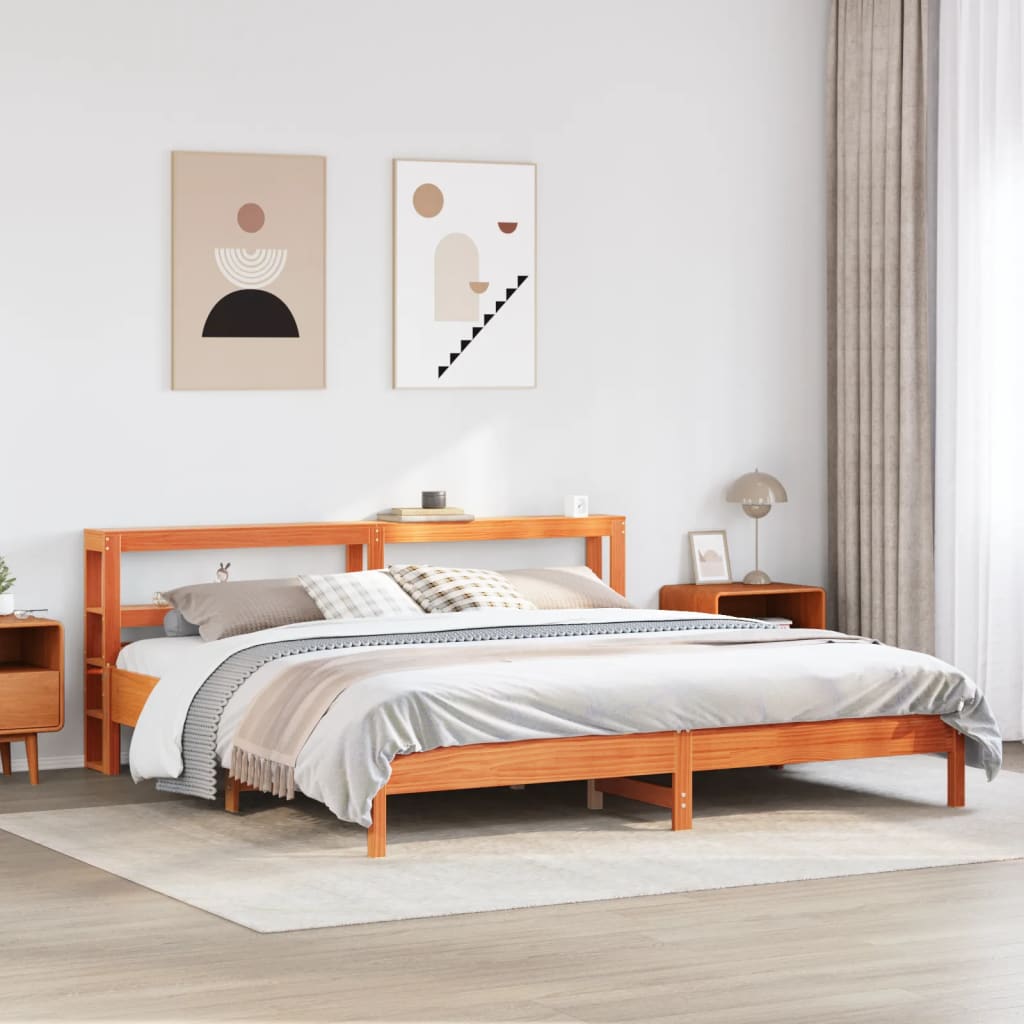 vidaXL Cadru de pat fără saltea, maro ceruit 180x200 cm lemn masiv pin vidaXL Cadru de pat fără saltea, maro ceruit 180x200 cm lemn masiv pin