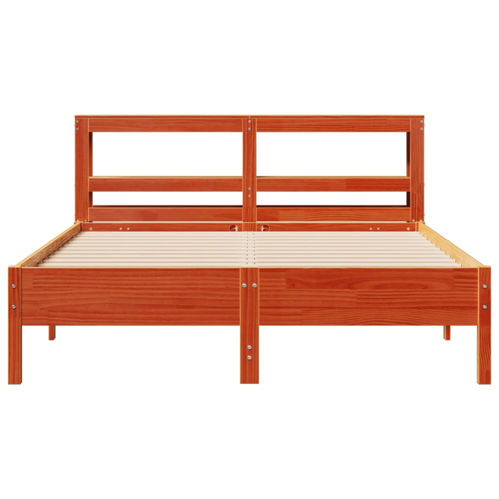 vidaXL Cadru de pat fără saltea, maro ceruit 140x200 cm lemn masiv pin vidaXL Cadru de pat fără saltea, maro ceruit 140x200 cm lemn masiv pin