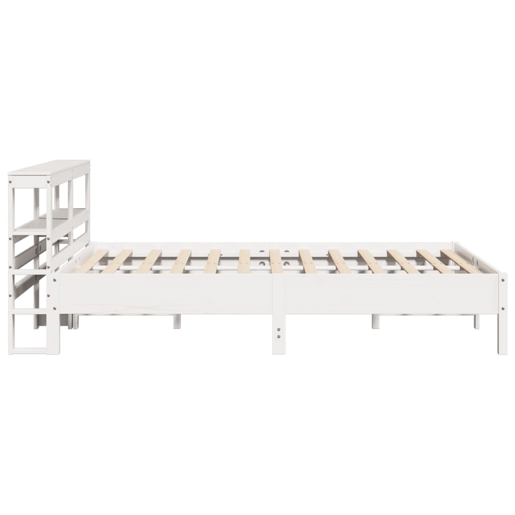 vidaXL Cadru de pat fără saltea, alb, 140x190 cm, lemn masiv de pin