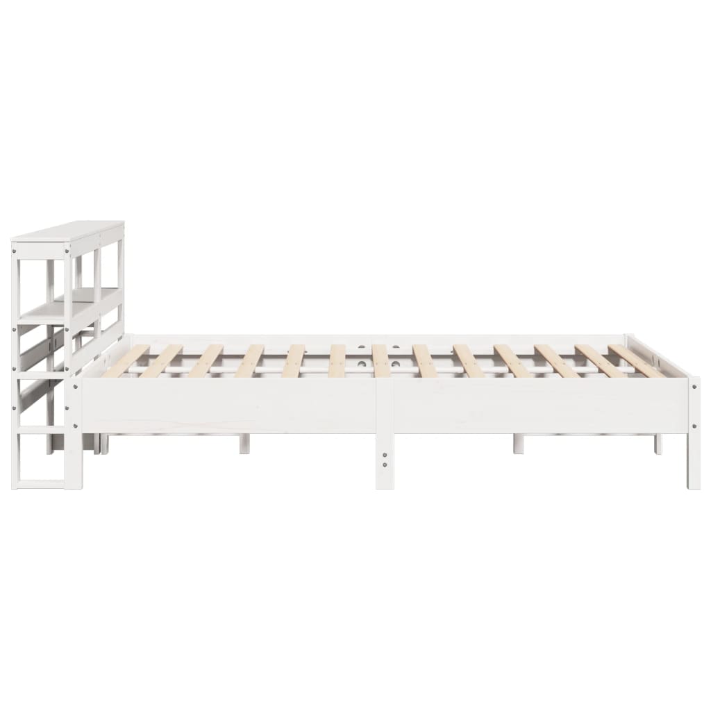 vidaXL Cadru de pat fără saltea, alb, 135x190 cm, lemn masiv de pin vidaXL Cadru de pat fără saltea, alb, 135x190 cm, lemn masiv de pin