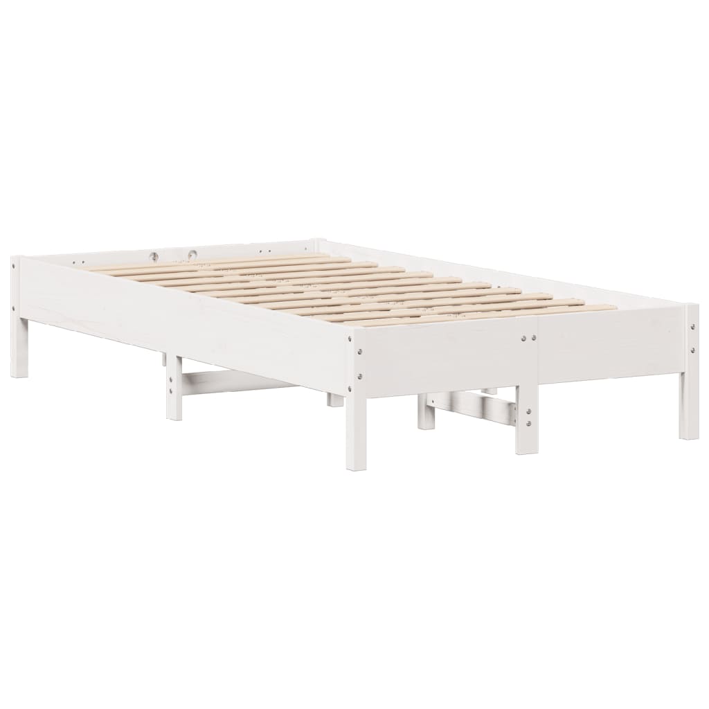 vidaXL Cadru de pat fără saltea, alb, 120x190 cm, lemn masiv pin vidaXL Cadru de pat fără saltea, alb, 120x190 cm, lemn masiv pin