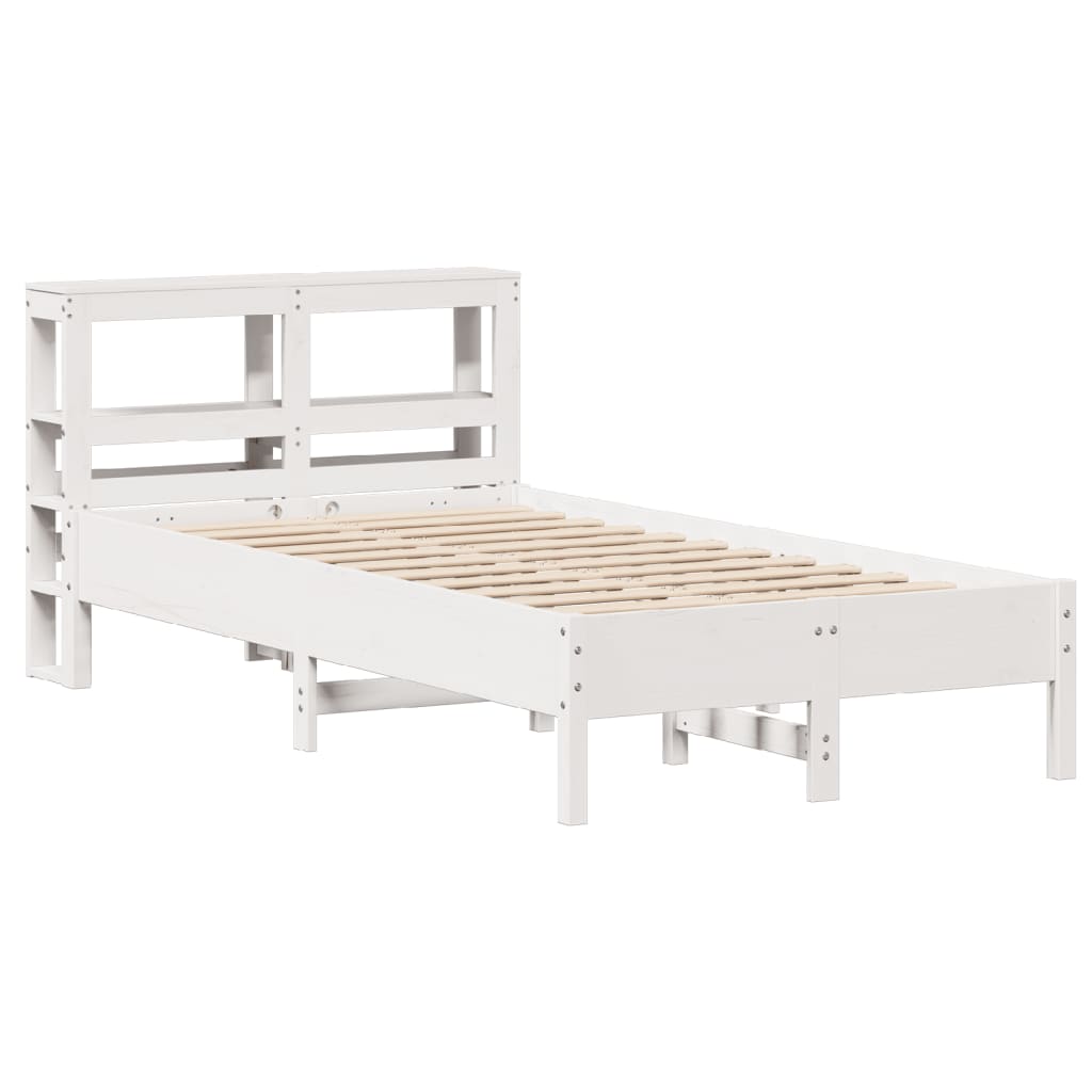 vidaXL Cadru de pat fără saltea, alb, 75x190 cm, lemn masiv de pin