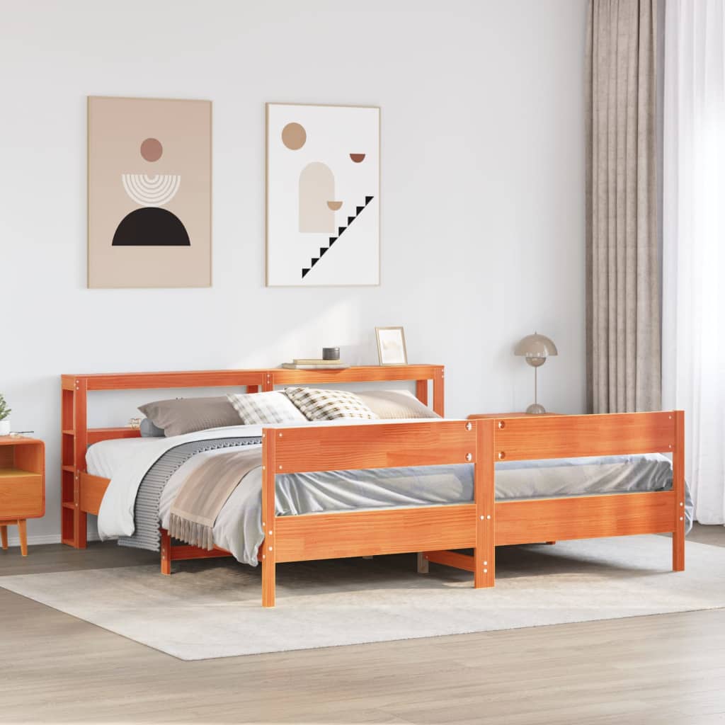 vidaXL Cadru de pat fără saltea, maro ceruit 200x200 cm lemn masiv pin vidaXL Cadru de pat fără saltea, maro ceruit 200x200 cm lemn masiv pin