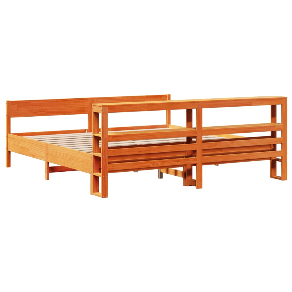 vidaXL Cadru de pat fără saltea, maro ceruit 180x200 cm lemn masiv pin vidaXL Cadru de pat fără saltea, maro ceruit 180x200 cm lemn masiv pin