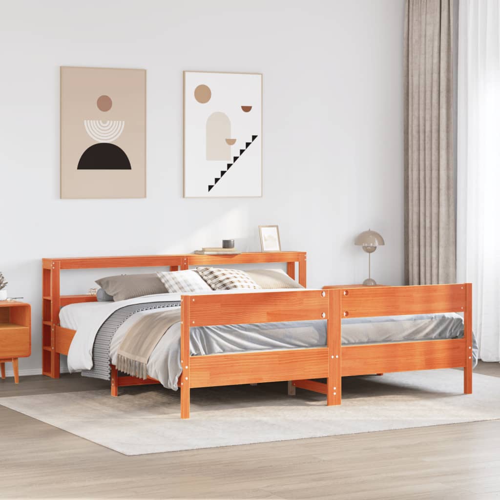 vidaXL Cadru de pat fără saltea, maro ceruit 180x200 cm lemn masiv pin vidaXL Cadru de pat fără saltea, maro ceruit 180x200 cm lemn masiv pin
