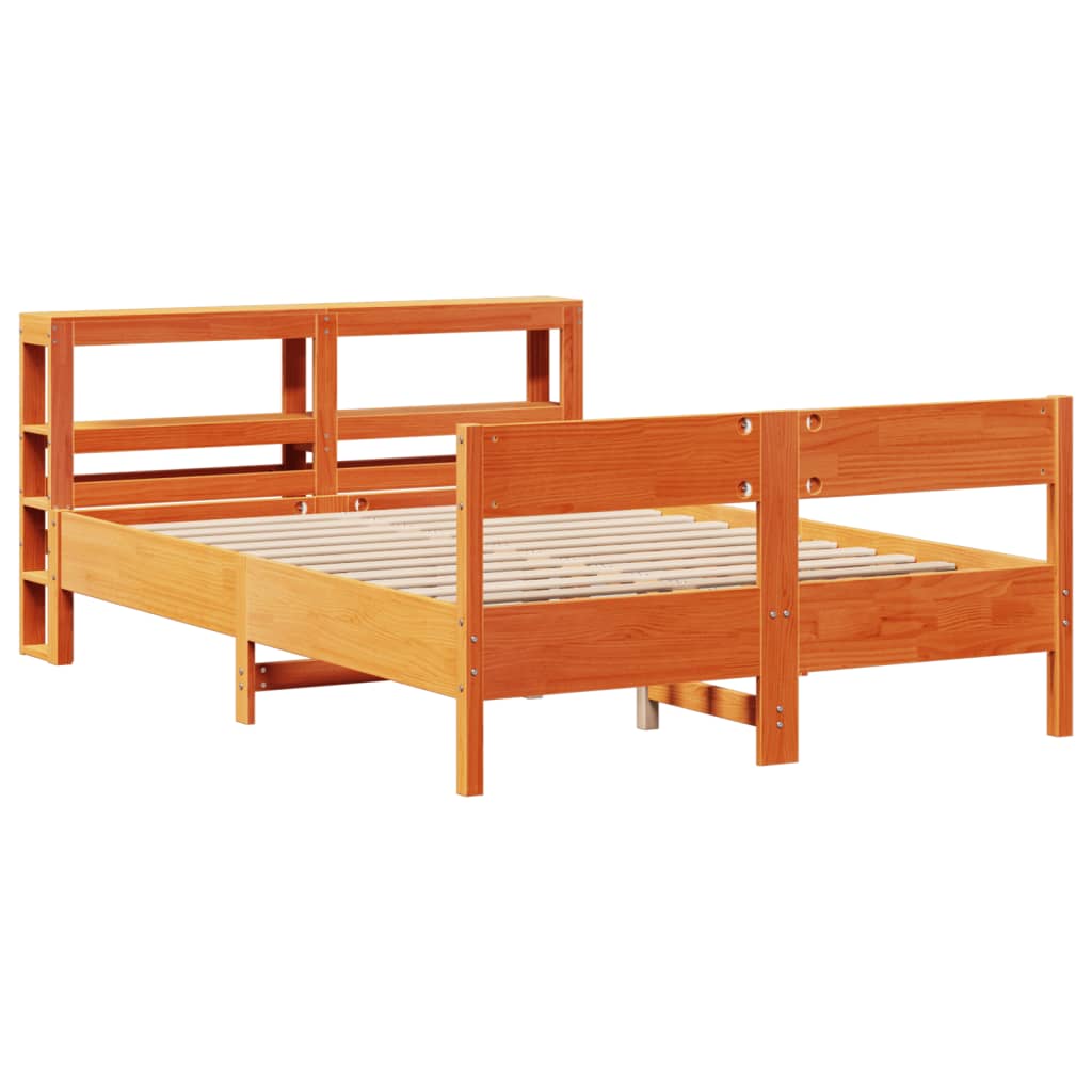 vidaXL Cadru de pat fără saltea, maro ceruit 150x200 cm lemn masiv pin vidaXL Cadru de pat fără saltea, maro ceruit 150x200 cm lemn masiv pin
