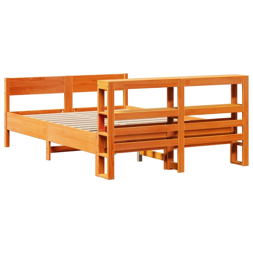 vidaXL Cadru de pat fără saltea, maro ceruit 150x200 cm lemn masiv pin vidaXL Cadru de pat fără saltea, maro ceruit 150x200 cm lemn masiv pin