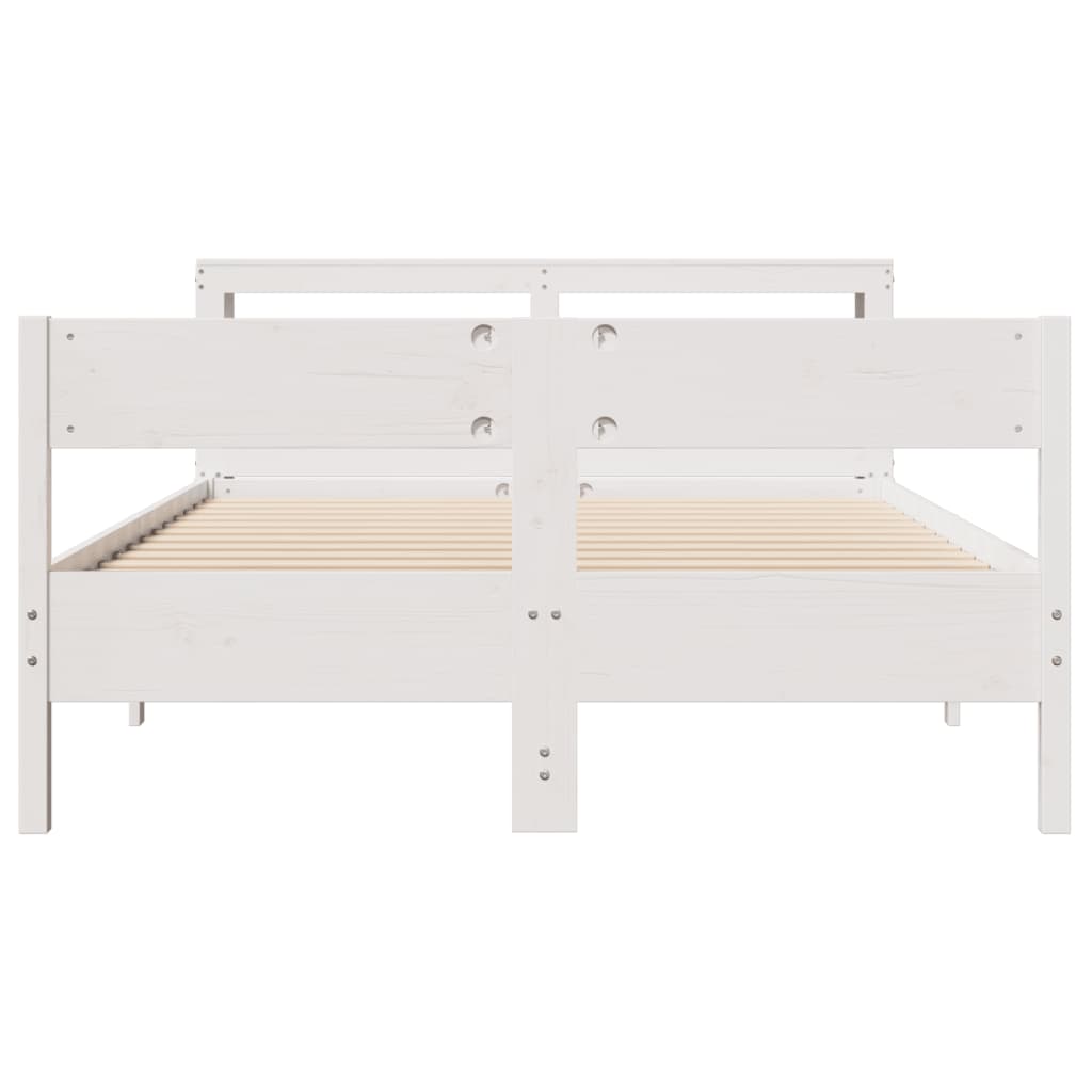 vidaXL Cadru de pat fără saltea, alb, 140x190 cm, lemn masiv de pin vidaXL Cadru de pat fără saltea, alb, 140x190 cm, lemn masiv de pin