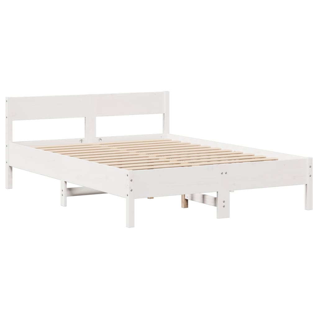 vidaXL Cadru de pat fără saltea, alb, 120x190 cm, lemn masiv pin