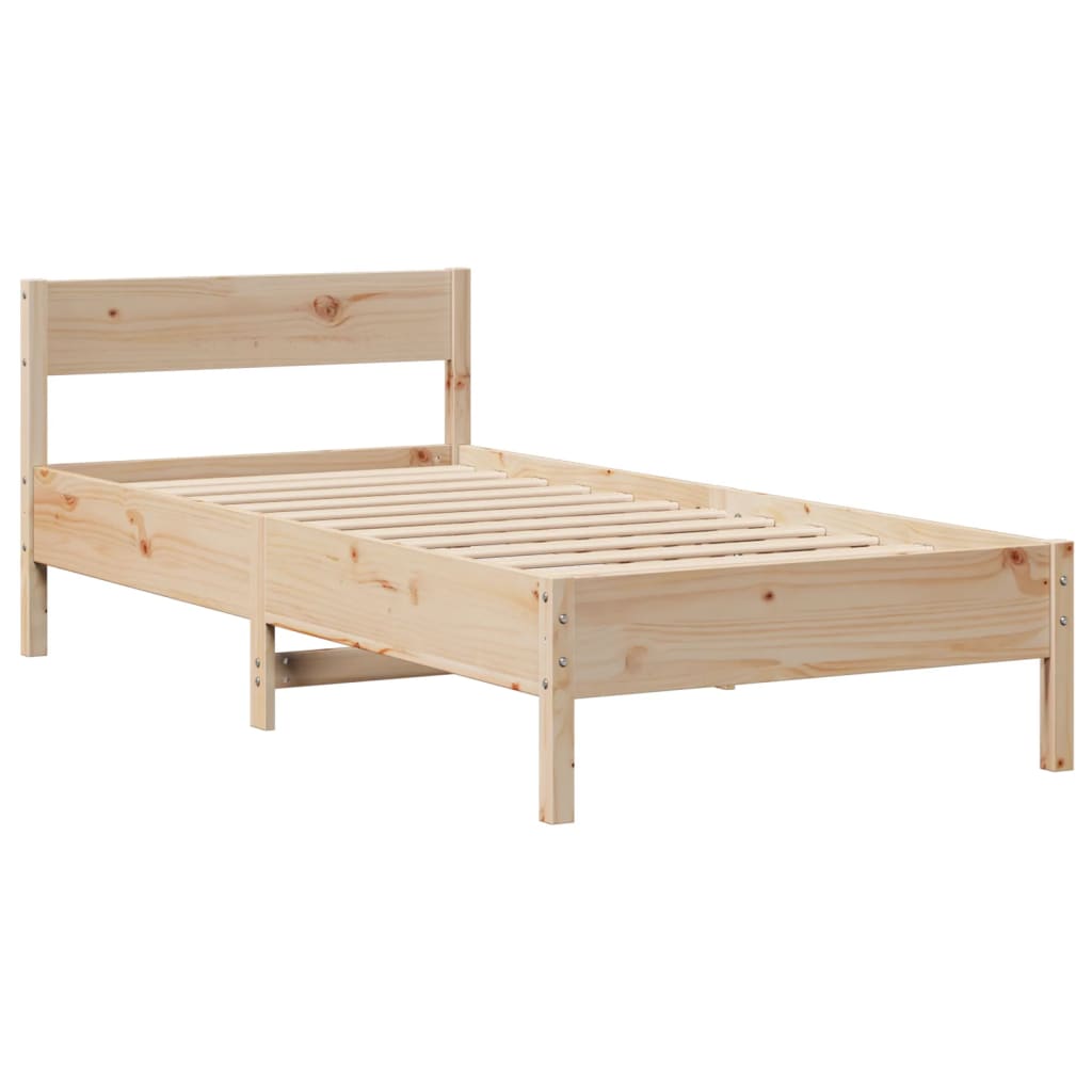 vidaXL Cadru de pat fără saltea, 75x190 cm, lemn masiv de pin