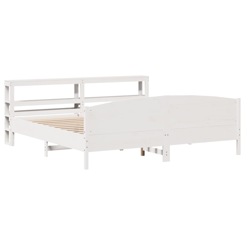 vidaXL Cadru de pat fără saltea, alb, 200x200 cm, lemn masiv pin