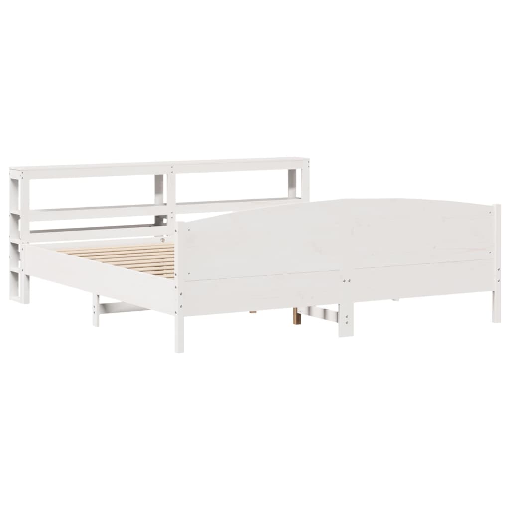 vidaXL Cadru de pat fără saltea, alb, 180x200 cm, lemn masiv pin