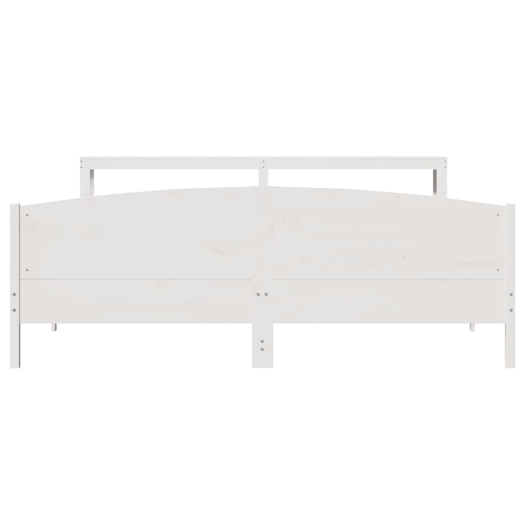 vidaXL Cadru de pat fără saltea, alb, 180x200 cm, lemn masiv pin