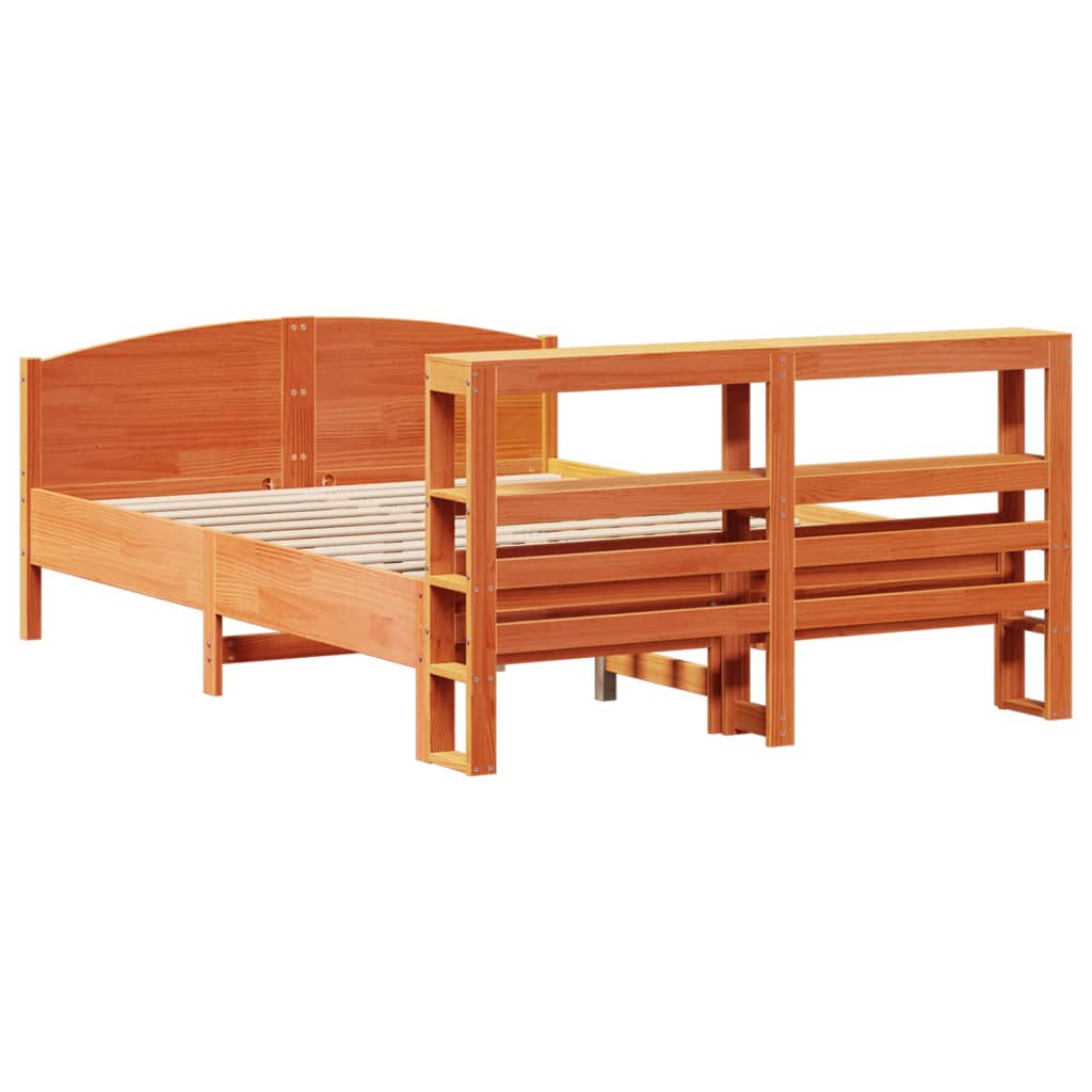 vidaXL Cadru de pat fără saltea, maro ceruit 140x200 cm lemn masiv pin vidaXL Cadru de pat fără saltea, maro ceruit 140x200 cm lemn masiv pin