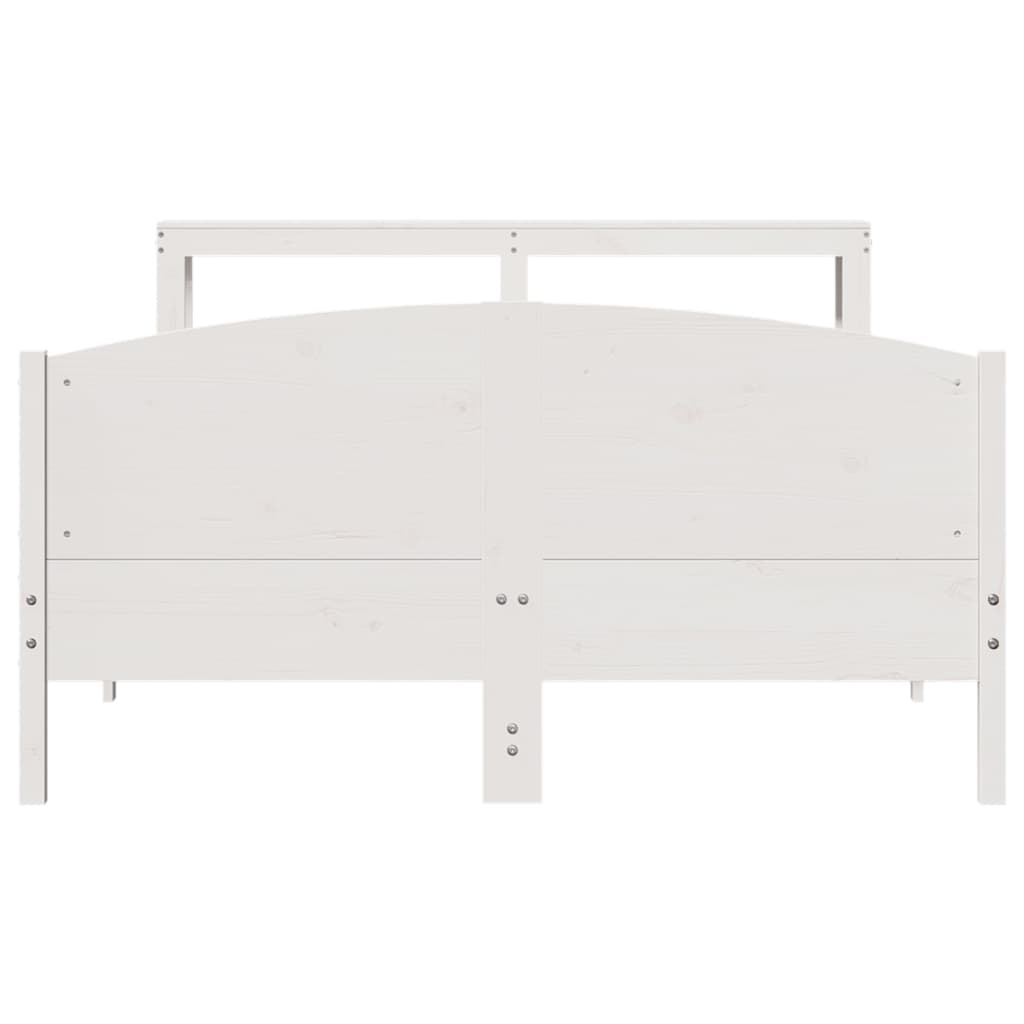 vidaXL Cadru de pat fără saltea, alb, 140x190 cm, lemn masiv de pin