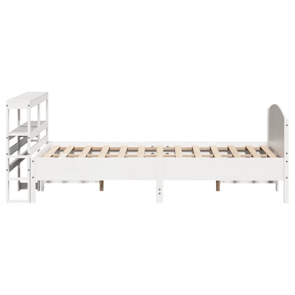 vidaXL Cadru de pat fără saltea, alb, 140x190 cm, lemn masiv de pin