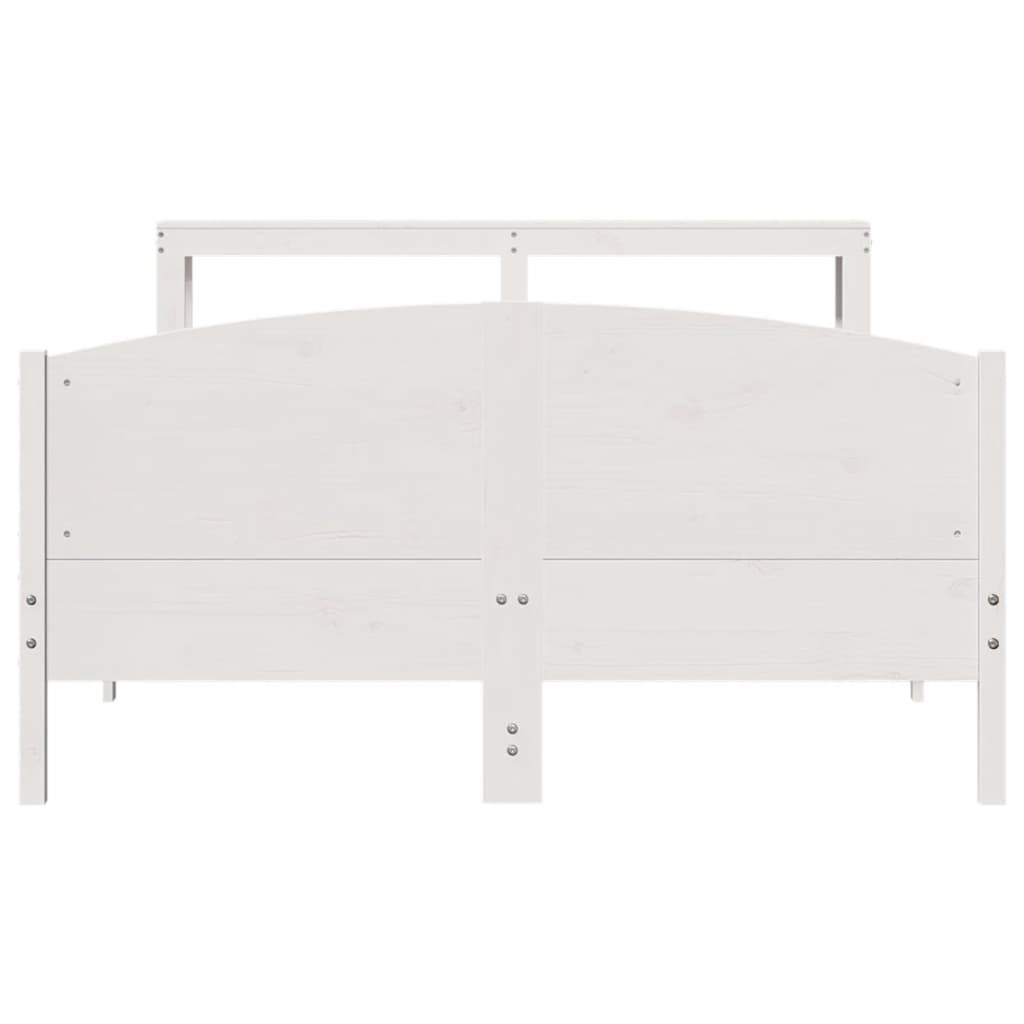 vidaXL Cadru de pat fără saltea, alb, 135x190 cm, lemn masiv de pin vidaXL Cadru de pat fără saltea, alb, 135x190 cm, lemn masiv de pin