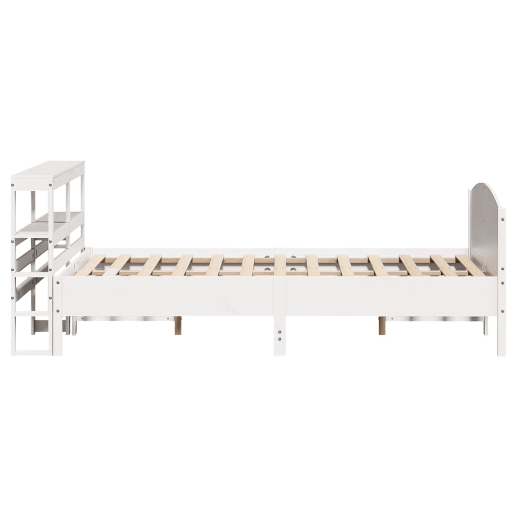 vidaXL Cadru de pat fără saltea, alb, 135x190 cm, lemn masiv de pin vidaXL Cadru de pat fără saltea, alb, 135x190 cm, lemn masiv de pin