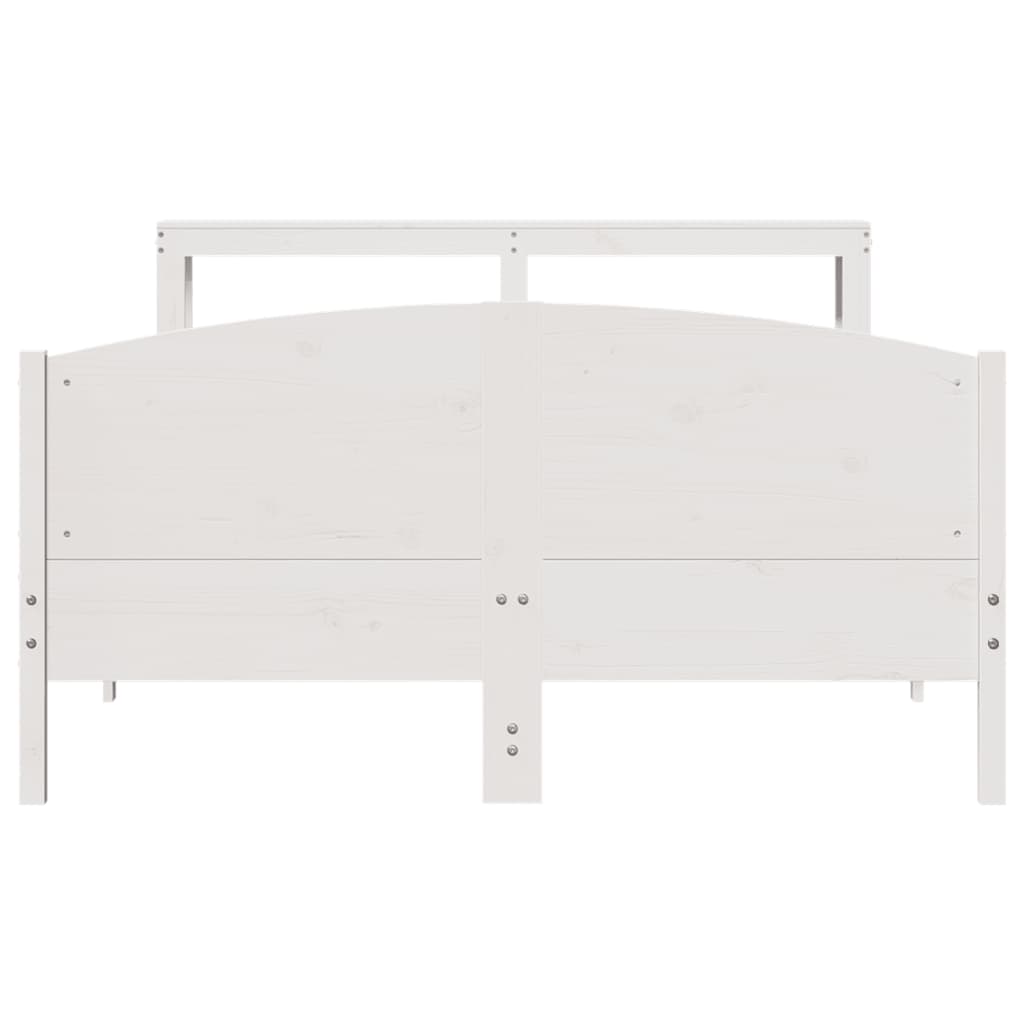 vidaXL Cadru de pat fără saltea, alb, 120x190 cm, lemn masiv pin