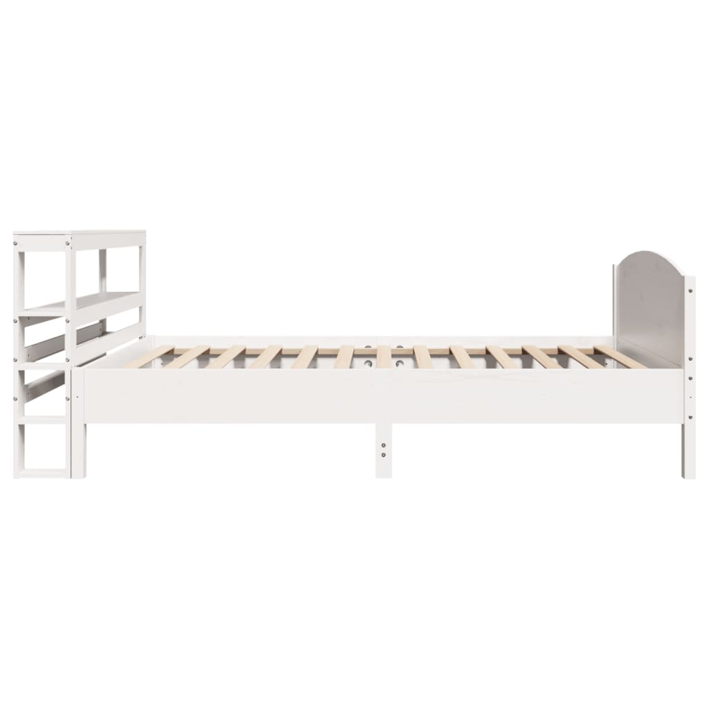vidaXL Cadru de pat fără saltea, alb, 90x200 cm, lemn masiv pin