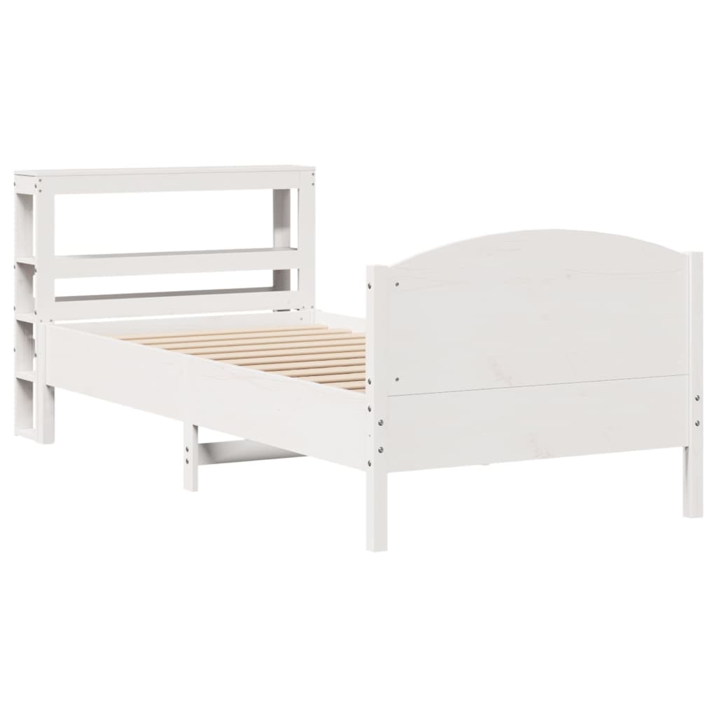 vidaXL Cadru de pat fără saltea, alb, 75x190 cm, lemn masiv de pin