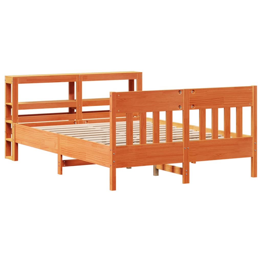 vidaXL Cadru de pat fără saltea, maro ceruit 150x200 cm lemn masiv pin vidaXL Cadru de pat fără saltea, maro ceruit 150x200 cm lemn masiv pin