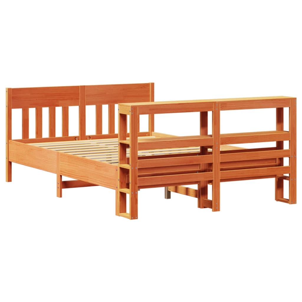 vidaXL Cadru de pat fără saltea, maro ceruit 150x200 cm lemn masiv pin vidaXL Cadru de pat fără saltea, maro ceruit 150x200 cm lemn masiv pin