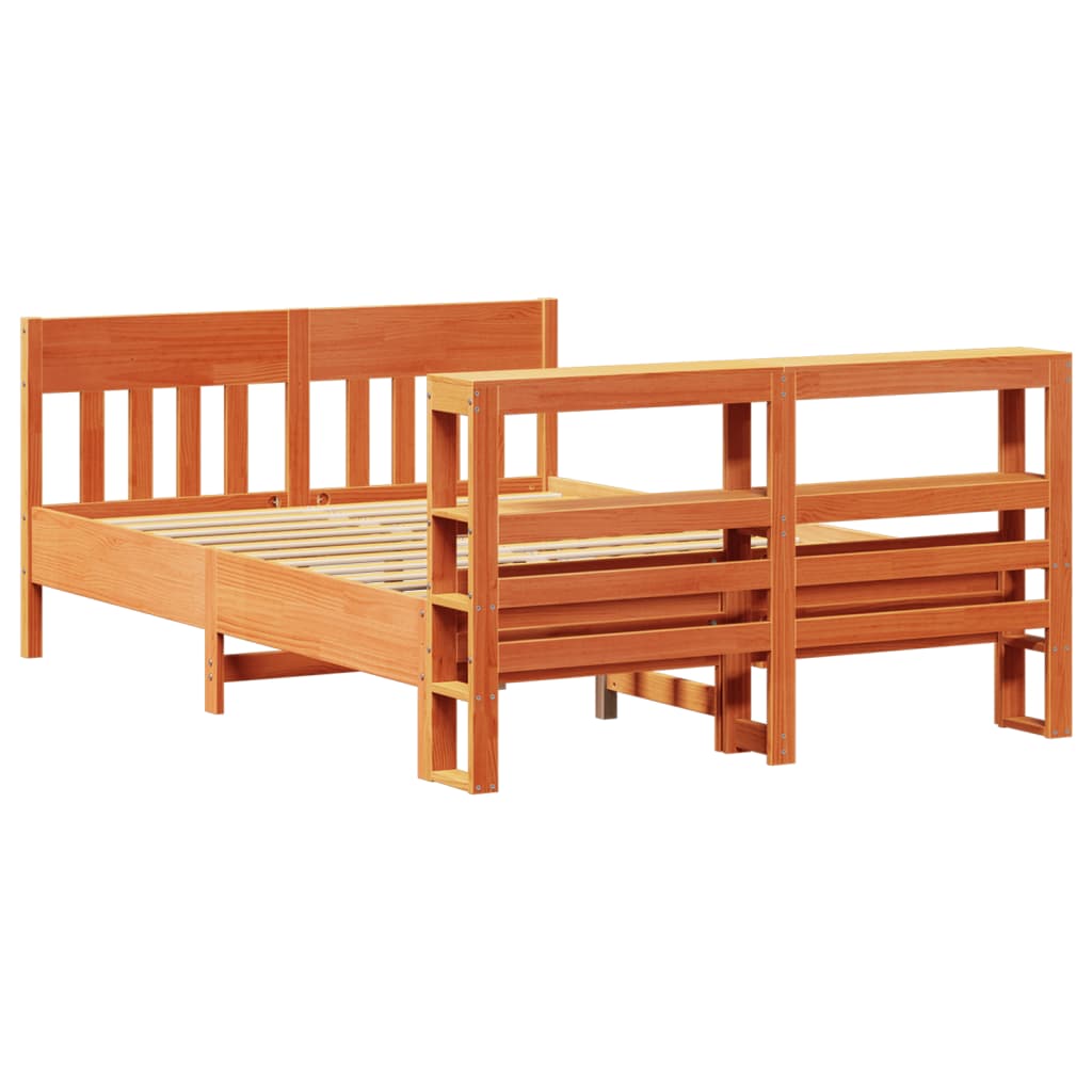 vidaXL Cadru de pat fără saltea, maro ceruit 140x200 cm lemn masiv pin vidaXL Cadru de pat fără saltea, maro ceruit 140x200 cm lemn masiv pin