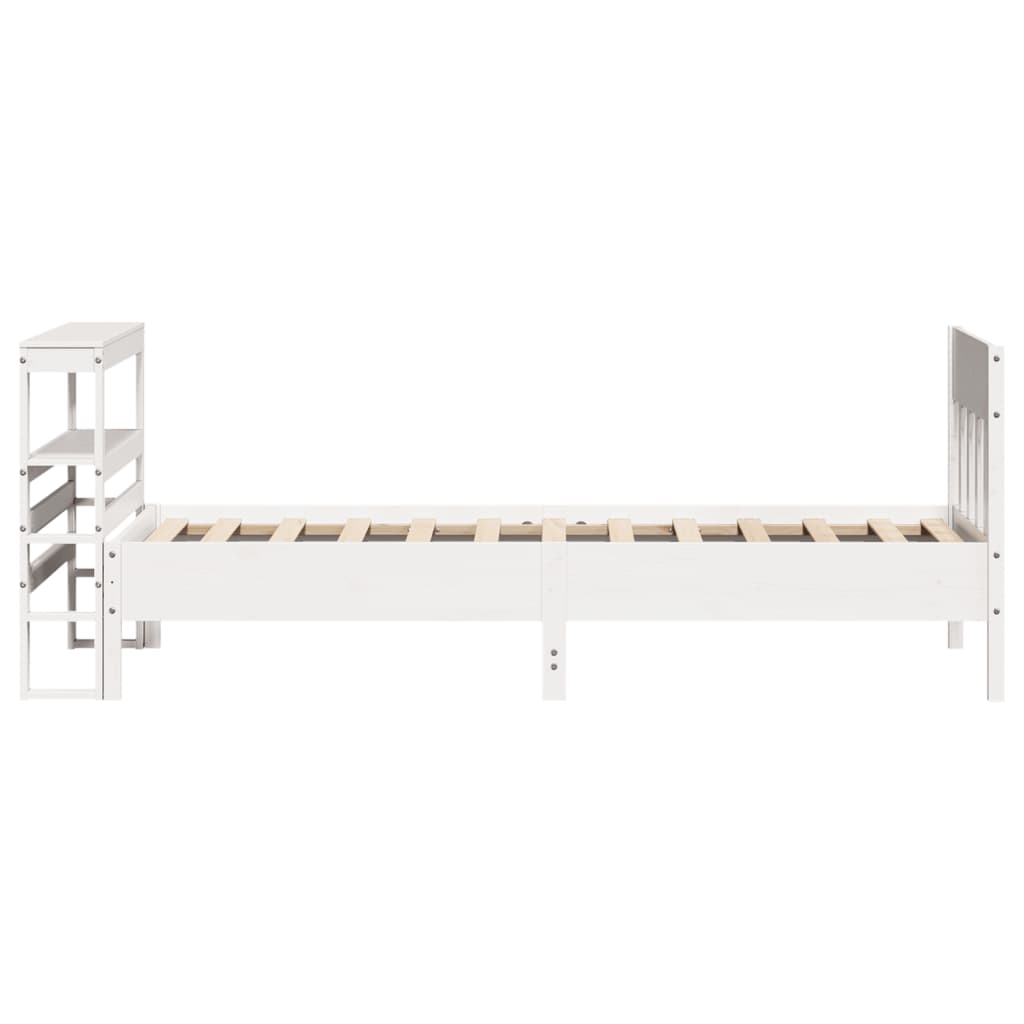 vidaXL Cadru de pat fără saltea, alb, 90x200 cm, lemn masiv pin
