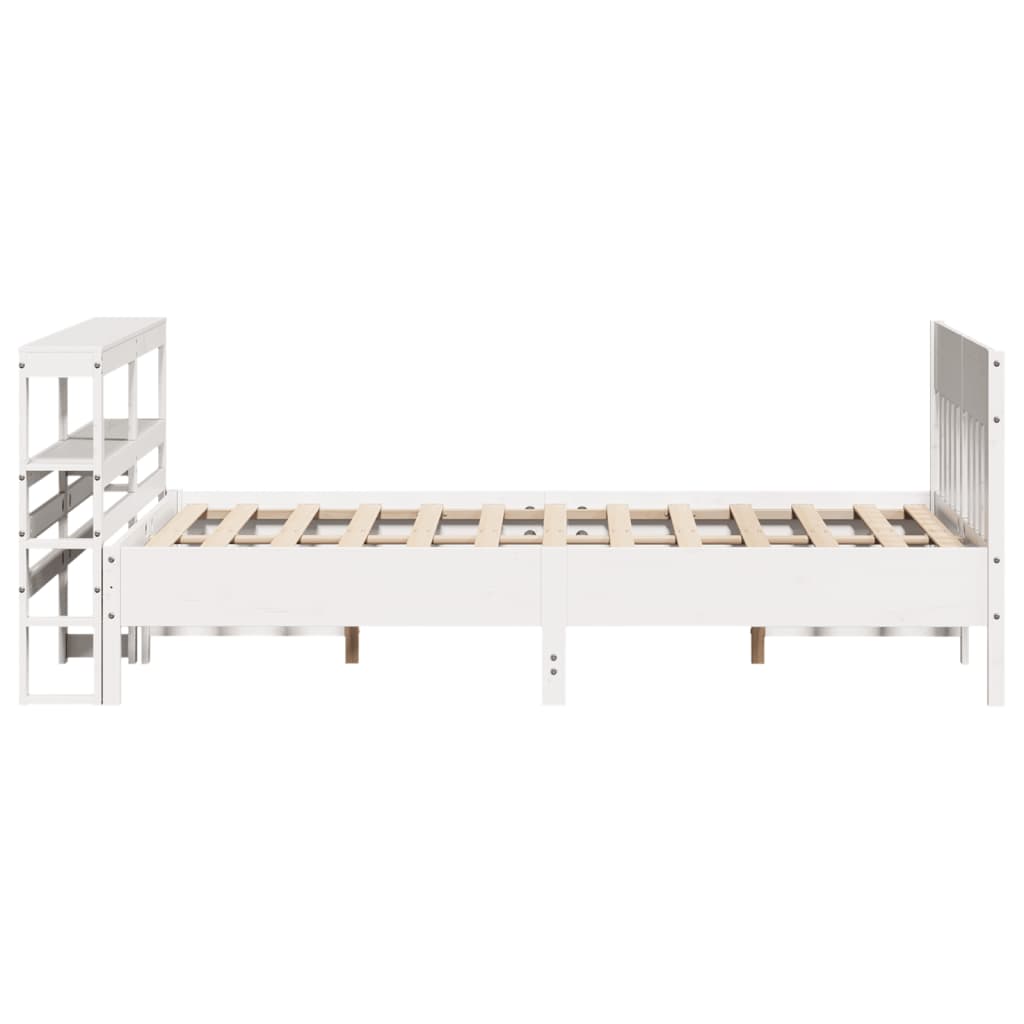 vidaXL Cadru de pat fără saltea, alb, 140x190 cm, lemn masiv de pin