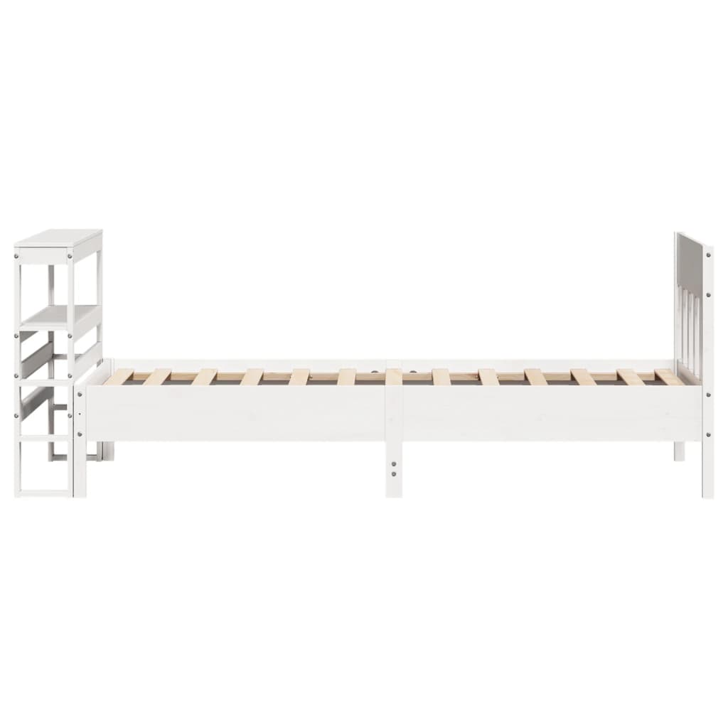 vidaXL Cadru de pat fără saltea, alb, 75x190 cm, lemn masiv de pin