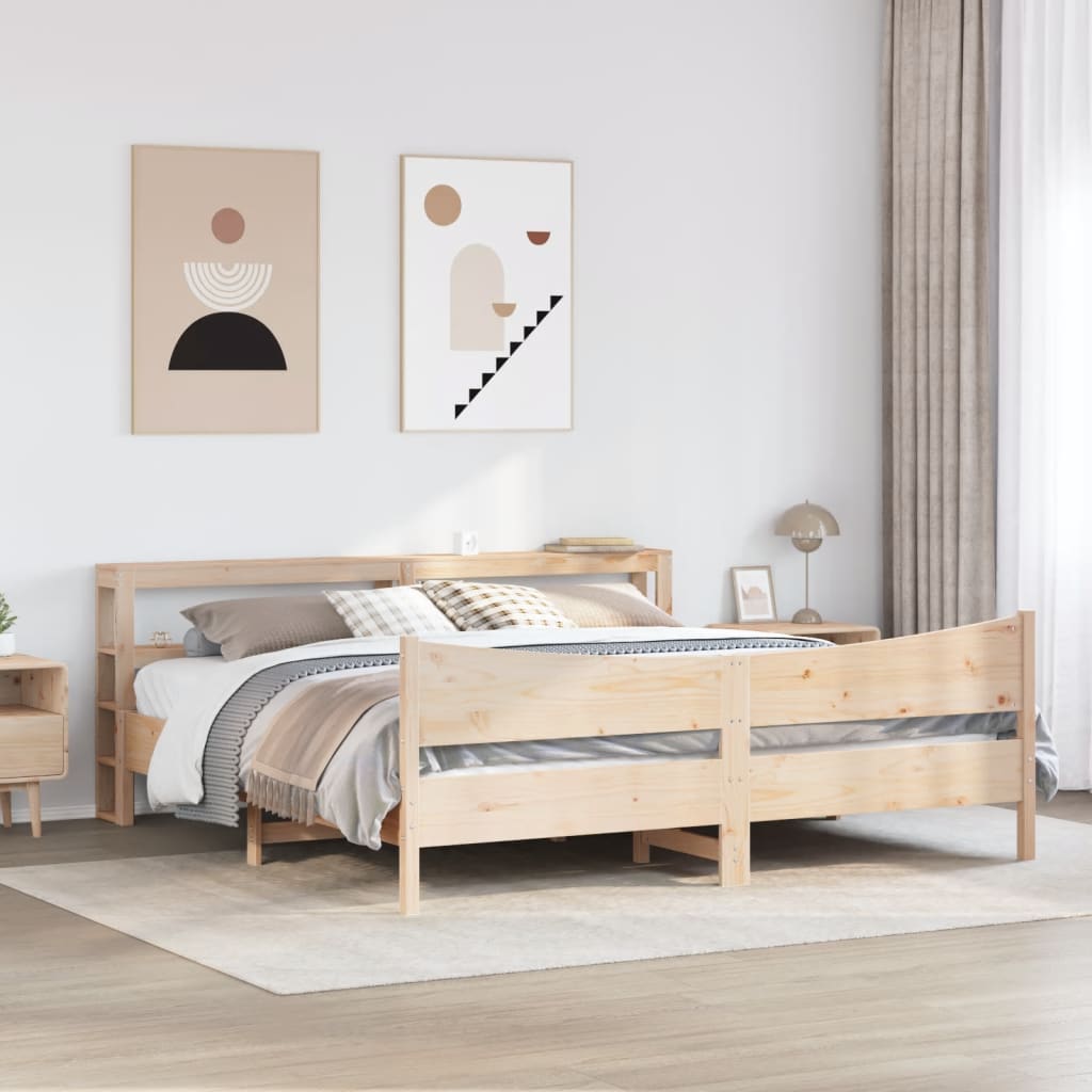 vidaXL Cadru de pat cu tăblie, 180x200 cm, lemn masiv de pin vidaXL Cadru de pat cu tăblie, 180x200 cm, lemn masiv de pin