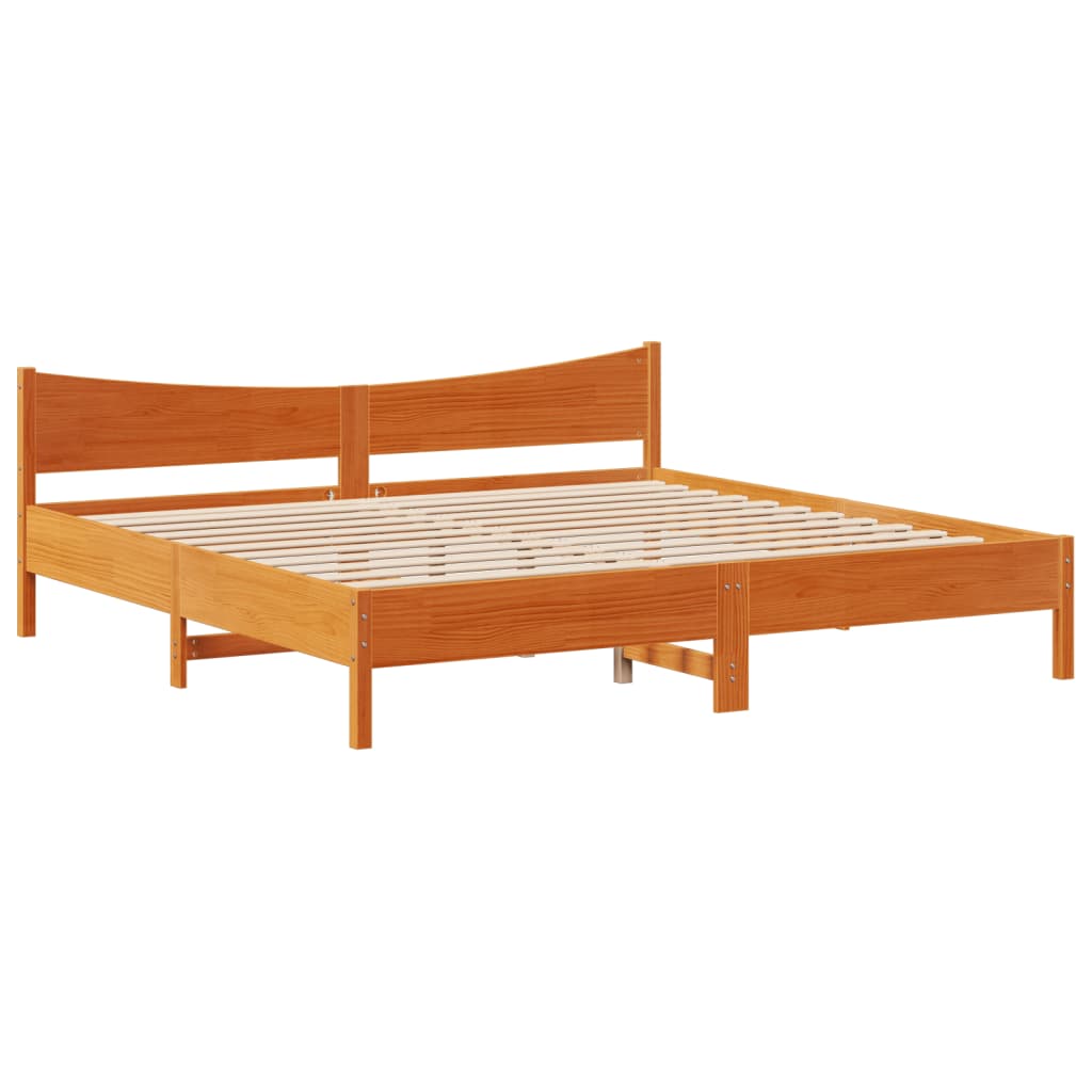 vidaXL Cadru de pat cu tăblie, maro ceruit, 180x200 cm, lemn masiv pin vidaXL Cadru de pat cu tăblie, maro ceruit, 180x200 cm, lemn masiv pin