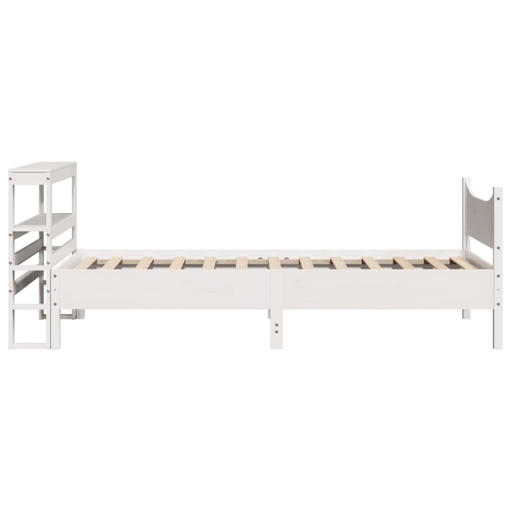 vidaXL Cadru de pat cu tăblie, alb, 90x200 cm, lemn masiv de pin