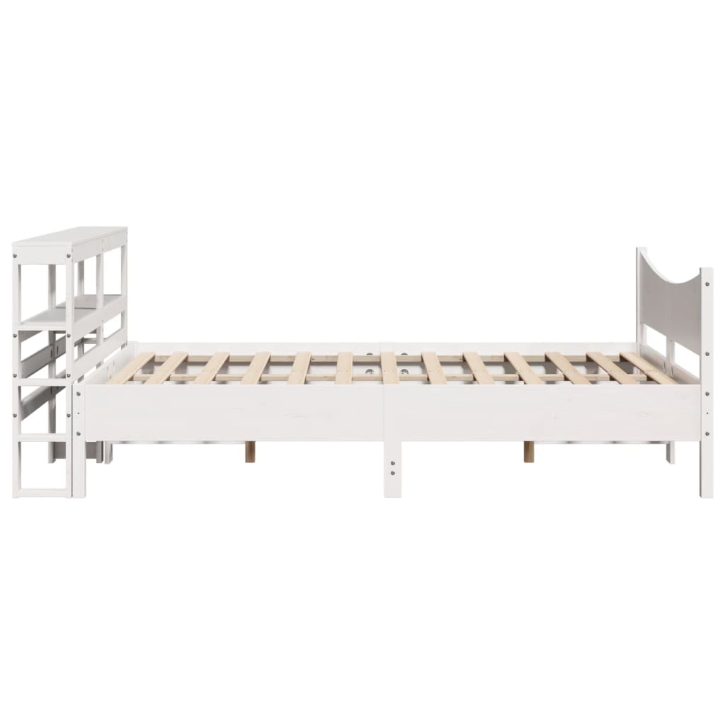 vidaXL Cadru de pat cu tăblie, alb, 140x190 cm, lemn masiv de pin vidaXL Cadru de pat cu tăblie, alb, 140x190 cm, lemn masiv de pin
