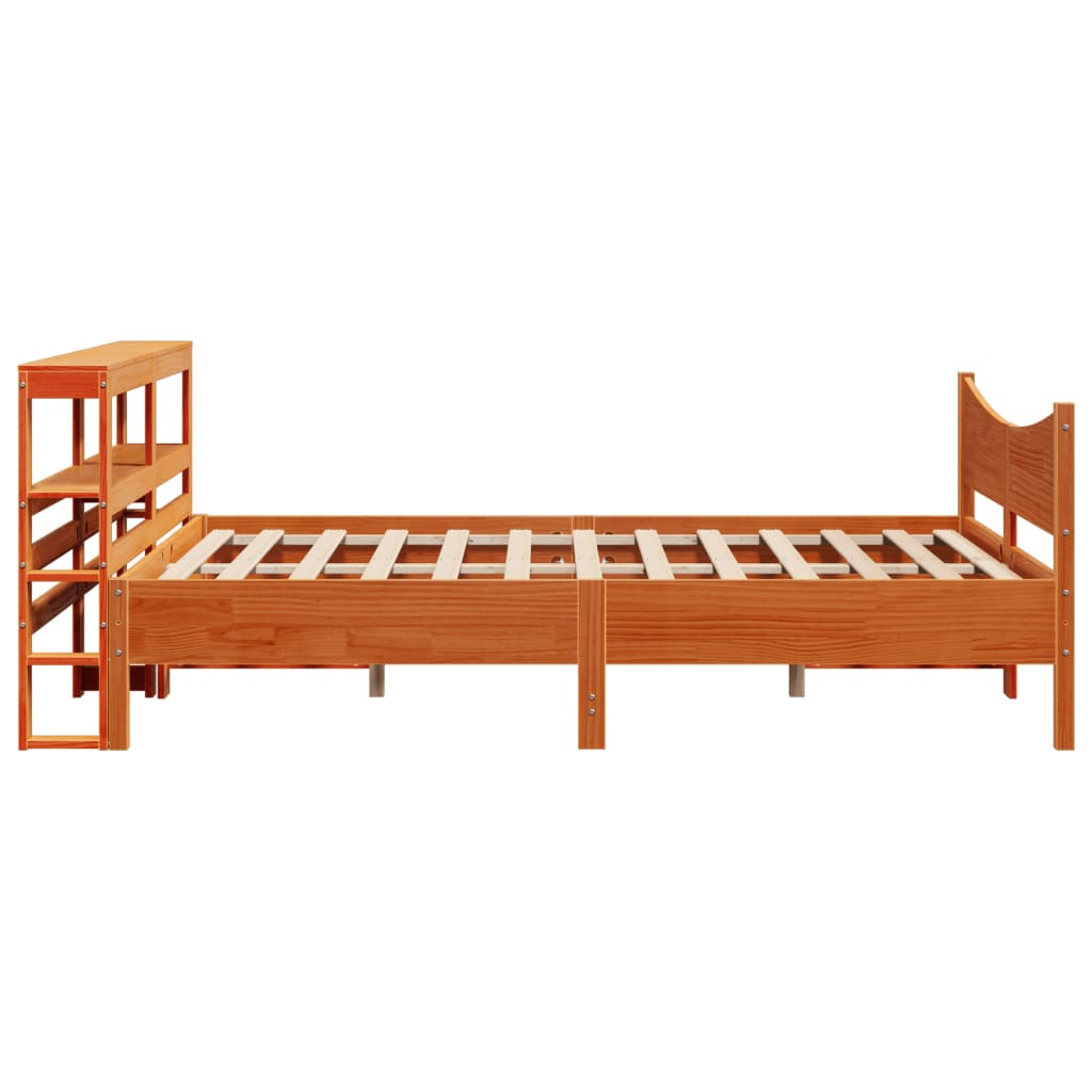 vidaXL Cadru de pat cu tăblie, maro ceruit, 120x190 cm, lemn masiv pin vidaXL Cadru de pat cu tăblie, maro ceruit, 120x190 cm, lemn masiv pin