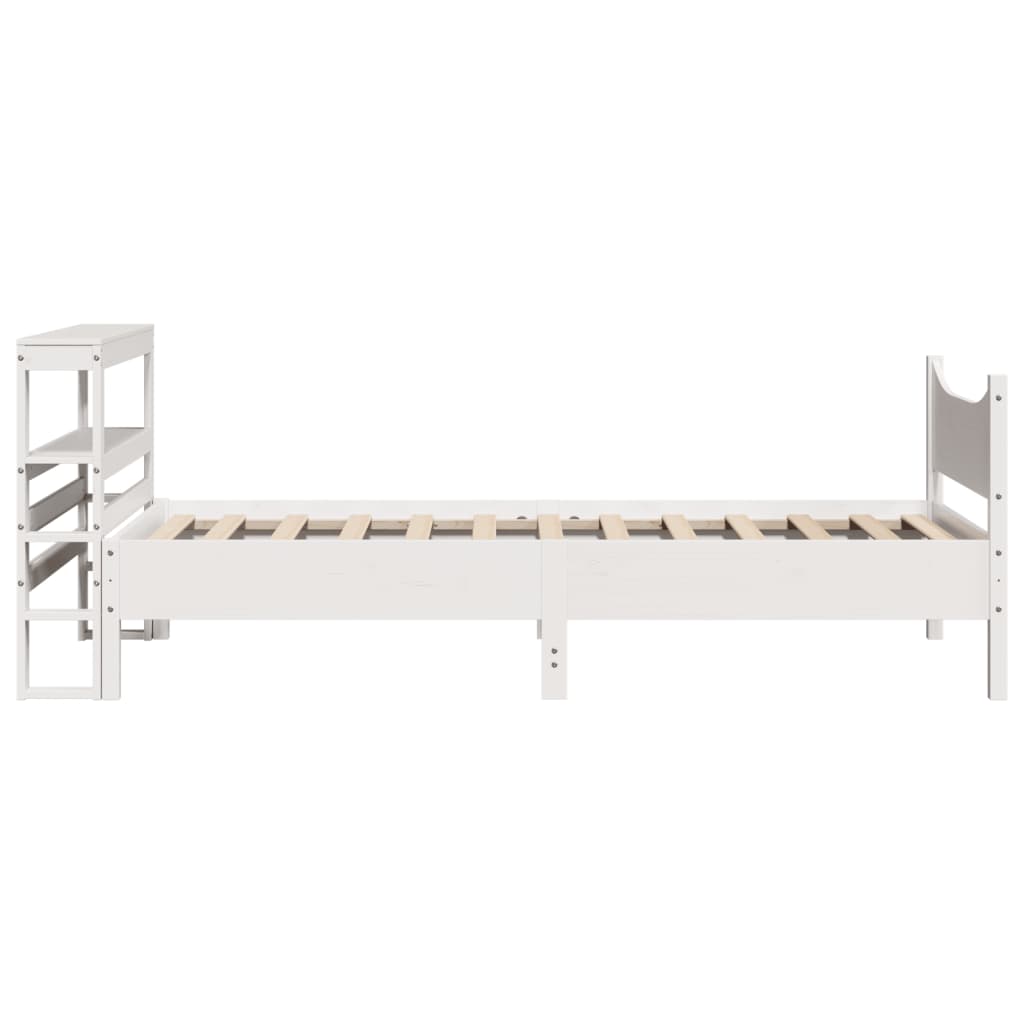 vidaXL Cadru de pat cu tăblie, alb, 75x190 cm, lemn masiv de pin