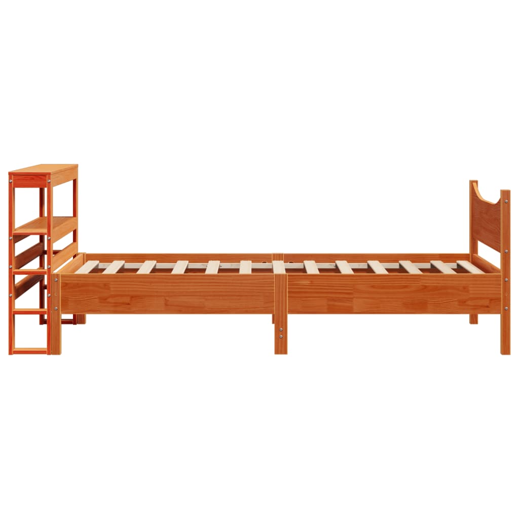vidaXL Cadru de pat cu tăblie, maro ceruit, 75x190 cm, lemn masiv pin