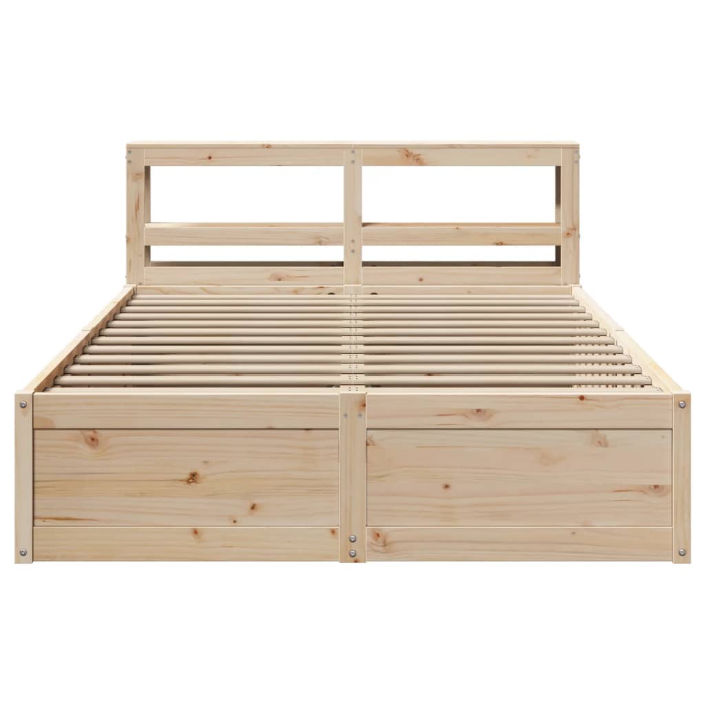 vidaXL Cadru de pat cu tăblie, 150x200 cm lemn masiv pin vidaXL Cadru de pat cu tăblie, 150x200 cm lemn masiv pin
