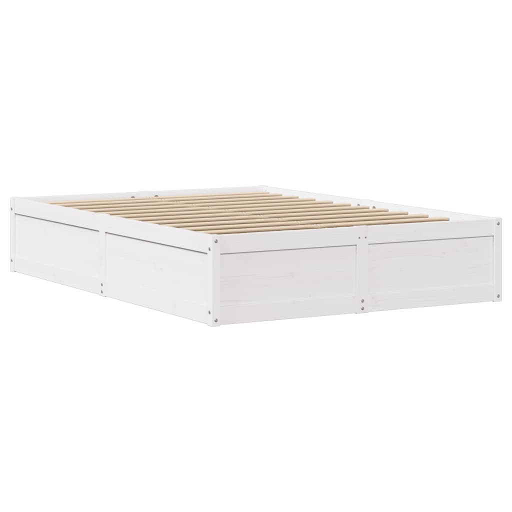 vidaXL Cadru de pat cu tăblie, alb, 140x200 cm, lemn masiv de pin vidaXL Cadru de pat cu tăblie, alb, 140x200 cm, lemn masiv de pin