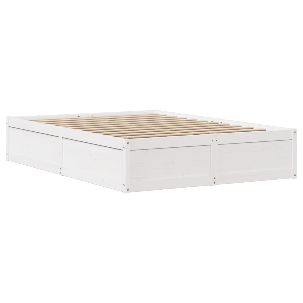 vidaXL Cadru de pat cu tăblie, alb, 140x190 cm, lemn masiv de pin vidaXL Cadru de pat cu tăblie, alb, 140x190 cm, lemn masiv de pin
